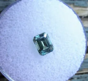 0.93ct STEEL GREEN EMERALD CUT MONTANA SAPPHIRE