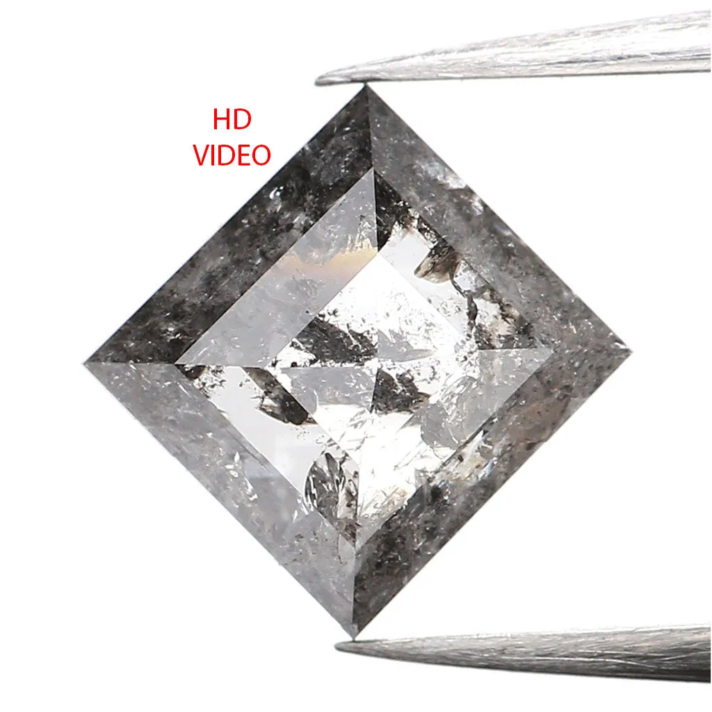 0.96 CT Natural Loose Kite Shape Diamond Salt And Pepper Kite Shape Diamond 7.80 MM Natural Black Grey Color Kite Rose Cut Diamo