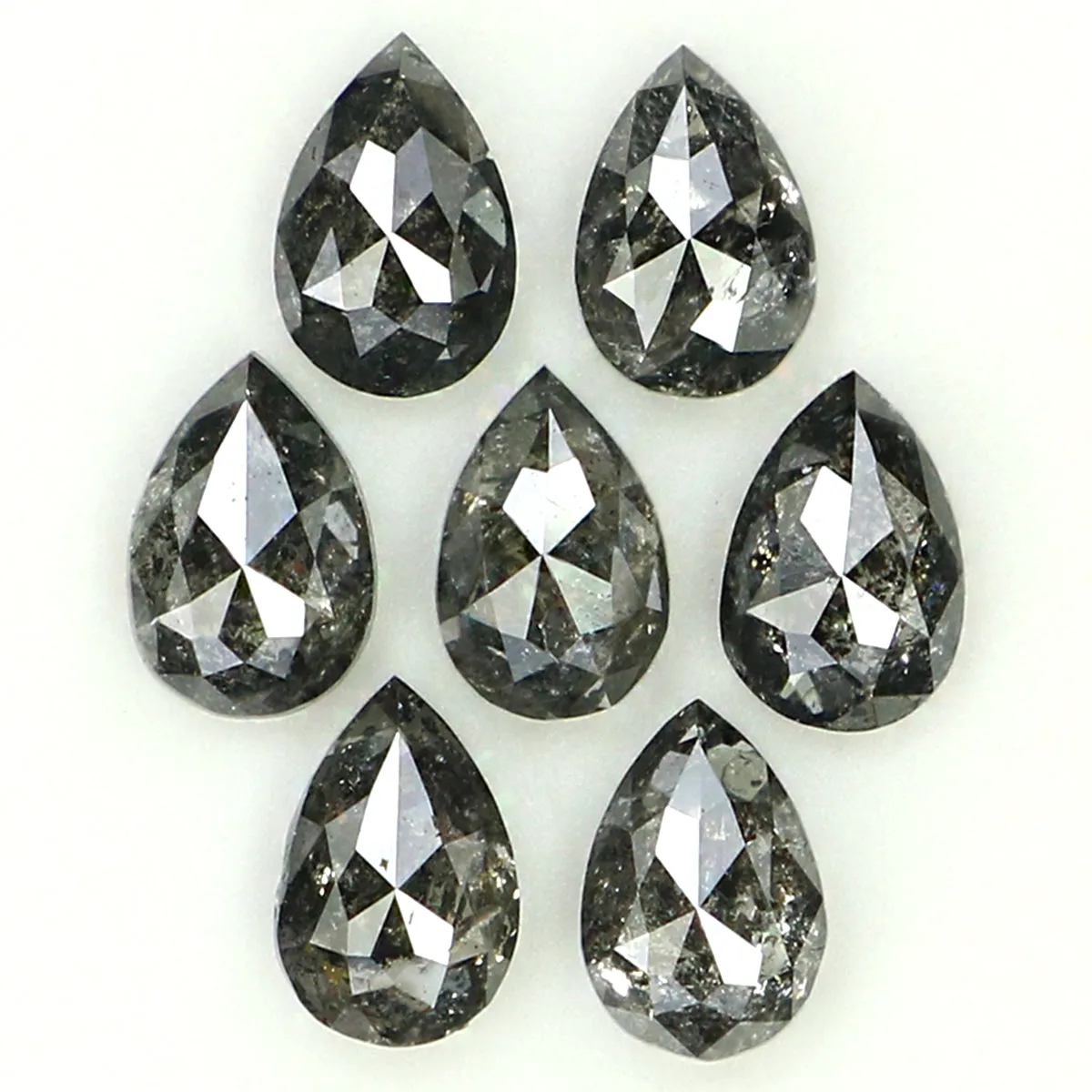 1.05 CT Natural Loose Pear Shape Diamond Salt And Pepper Pear Rose Cut Diamond 3.15 MM Black Grey Color Pear Shape Rose Cut Diam