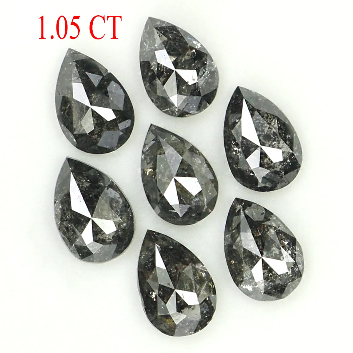 1.05 CT Natural Loose Pear Shape Diamond Salt And Pepper Pear Rose Cut Diamond 3.15 MM Black Grey Color Pear Shape Rose Cut Diam