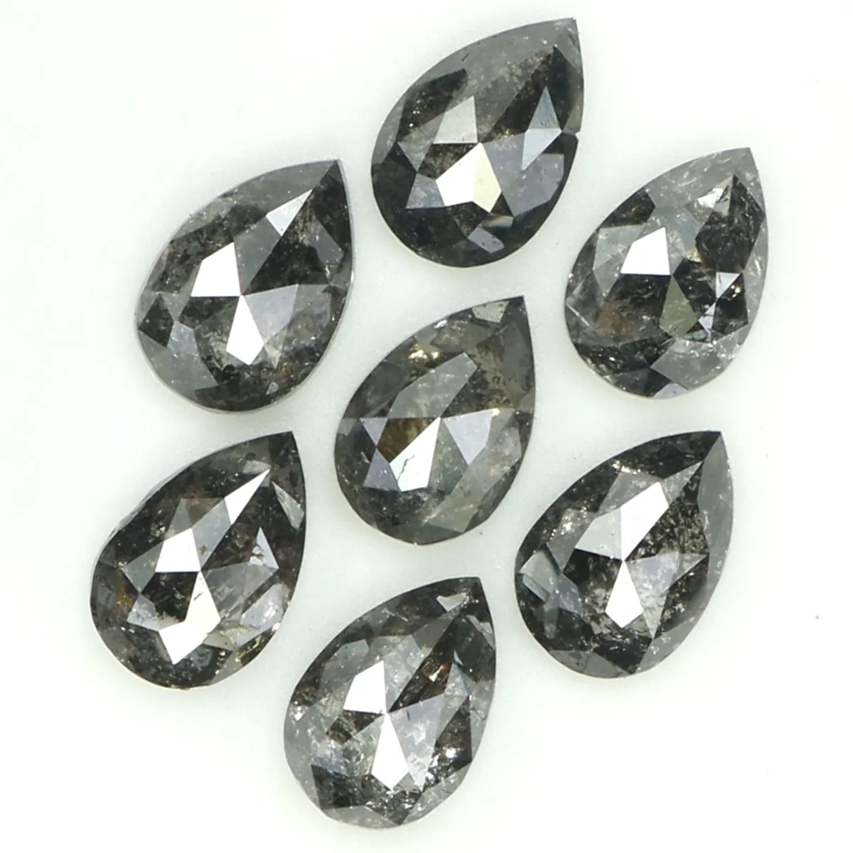 1.05 CT Natural Loose Pear Shape Diamond Salt And Pepper Pear Rose Cut Diamond 3.15 MM Black Grey Color Pear Shape Rose Cut Diam