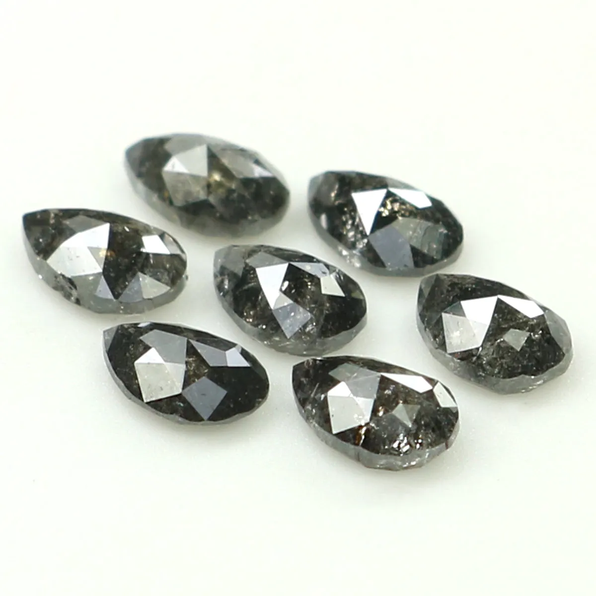 1.05 CT Natural Loose Pear Shape Diamond Salt And Pepper Pear Rose Cut Diamond 3.15 MM Black Grey Color Pear Shape Rose Cut Diam