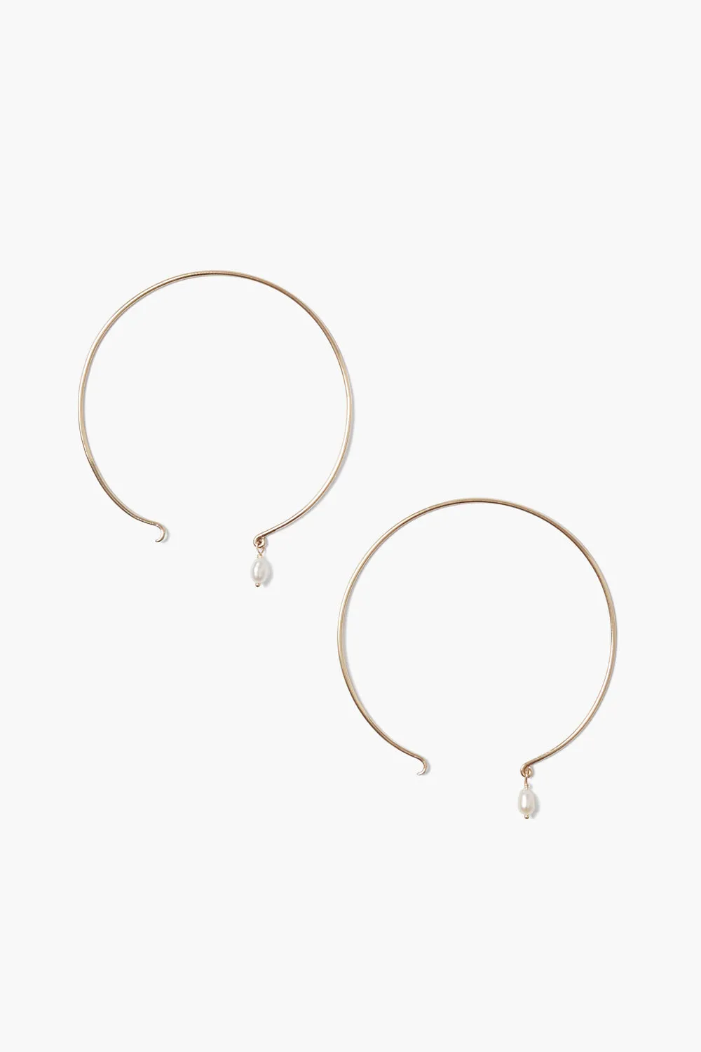 14k Belle Hoop Earrings Maxi White Pearl