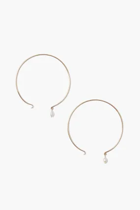 14k Belle Hoop Earrings Maxi White Pearl