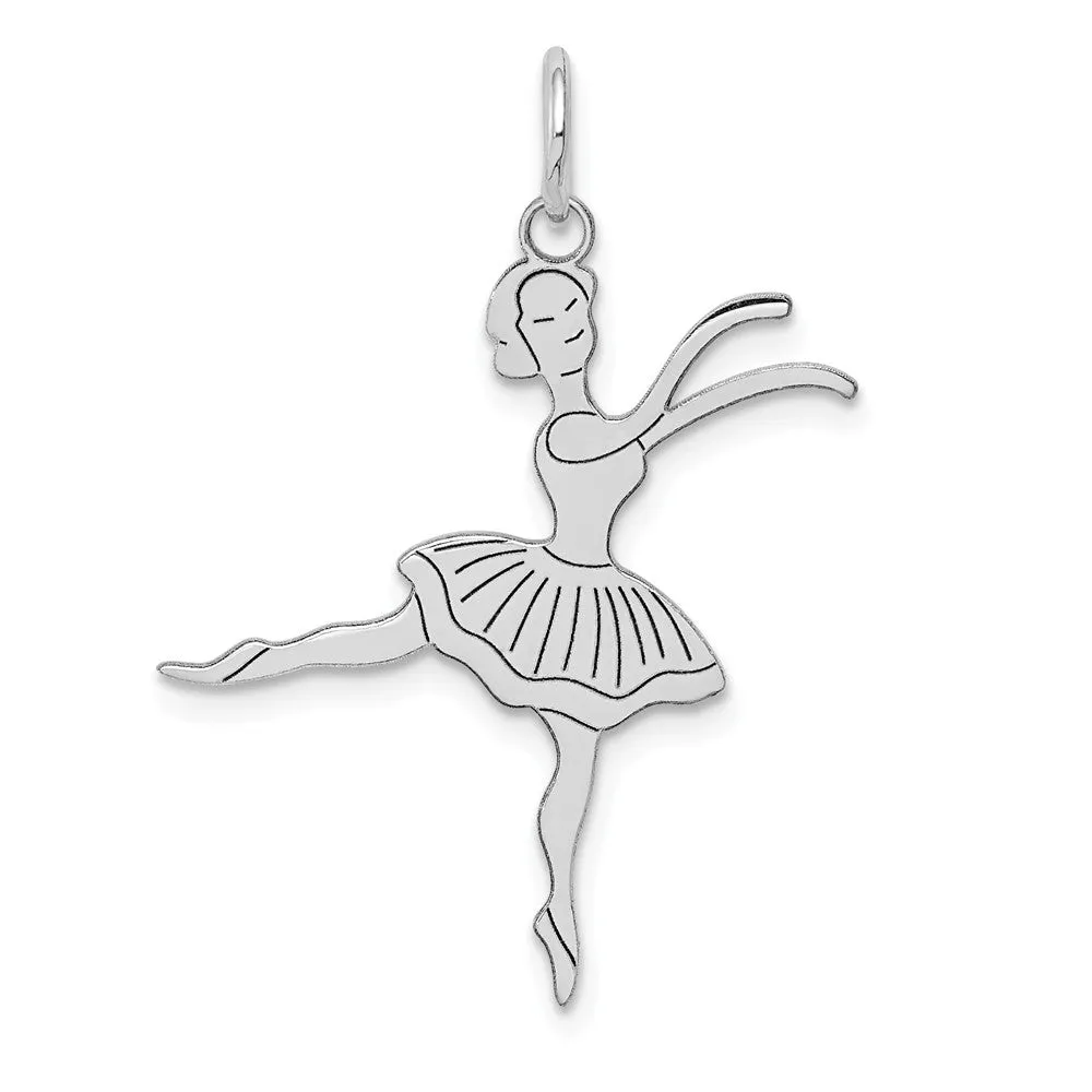 14k White Gold Satin Polished Ballerina Pendant