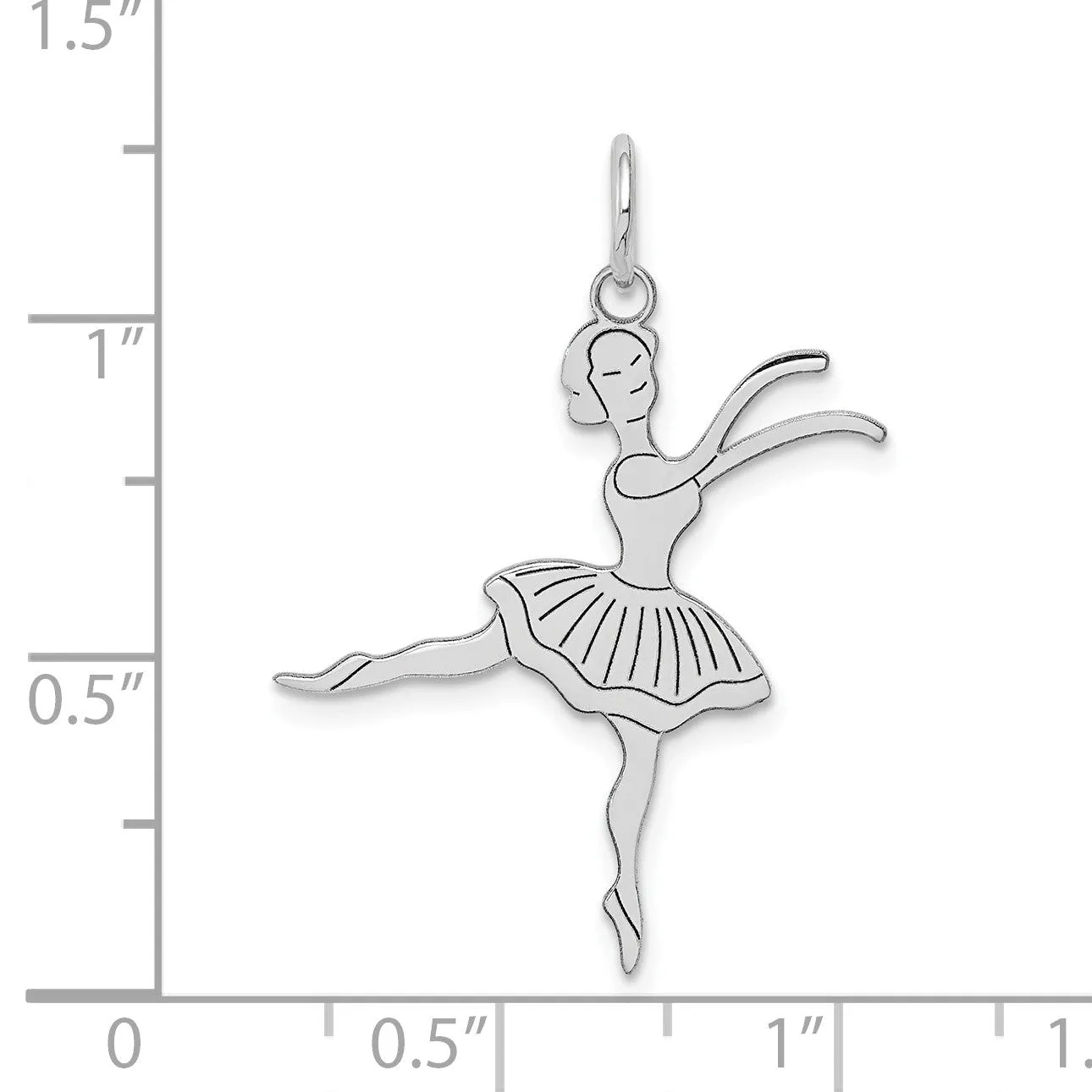 14k White Gold Satin Polished Ballerina Pendant