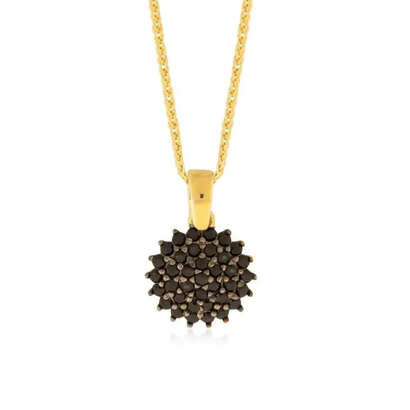 14K Yellow Gold Round Black Cubic Zirconia 1.5mm Pendant