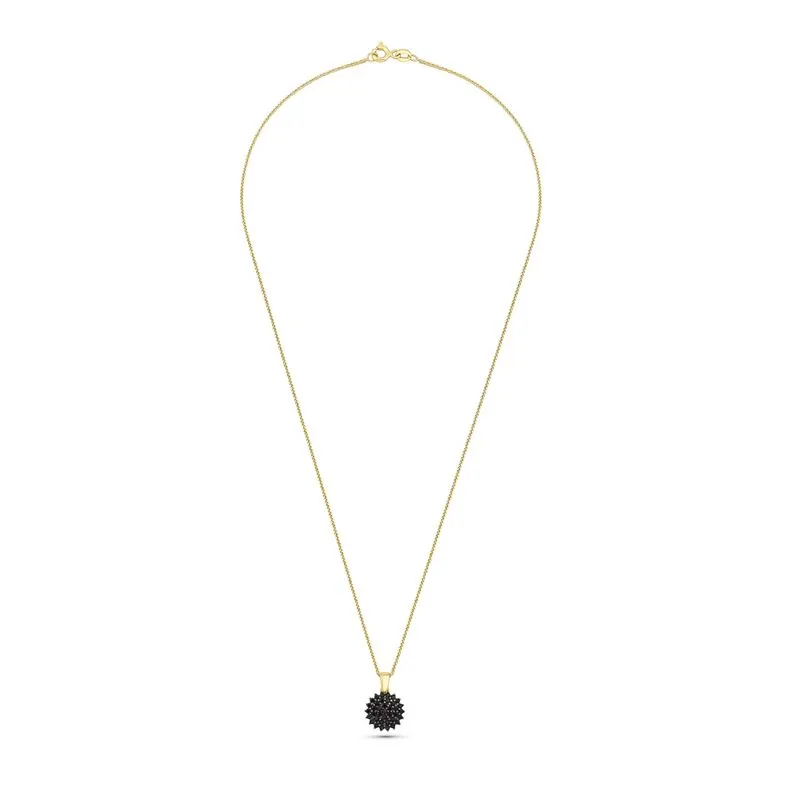 14K Yellow Gold Round Black Cubic Zirconia 1.5mm Pendant