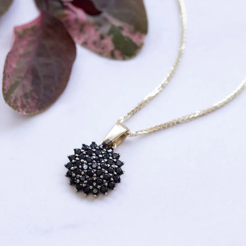 14K Yellow Gold Round Black Cubic Zirconia 1.5mm Pendant