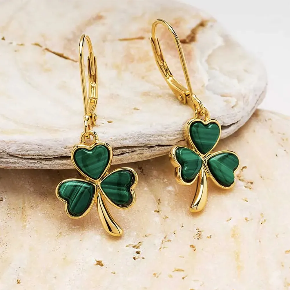 14kt Gold Vermeil Shamrock Drop Earrings