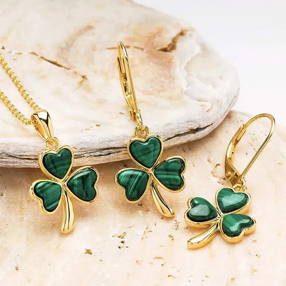 14kt Gold Vermeil Shamrock Drop Earrings