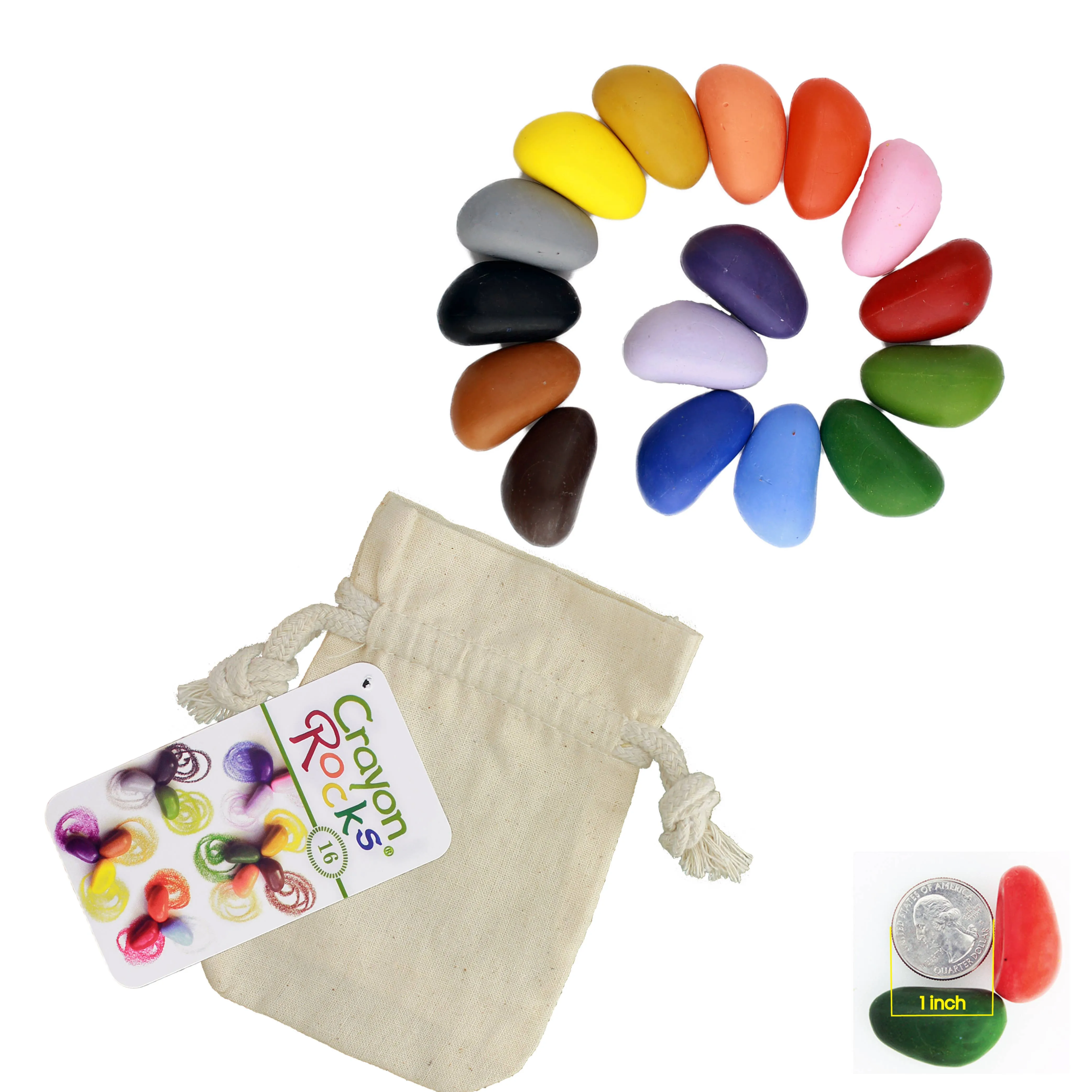 16 Crayon Rocks Colors in a Bag - Made in USA