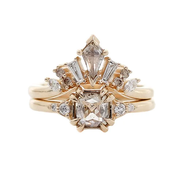 1.68ct Champagne Diamond Crown Wedding Set In Yellow Gold