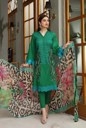 3-piece Unstitched Embroidered Brosha Lawn Suit - RM-18