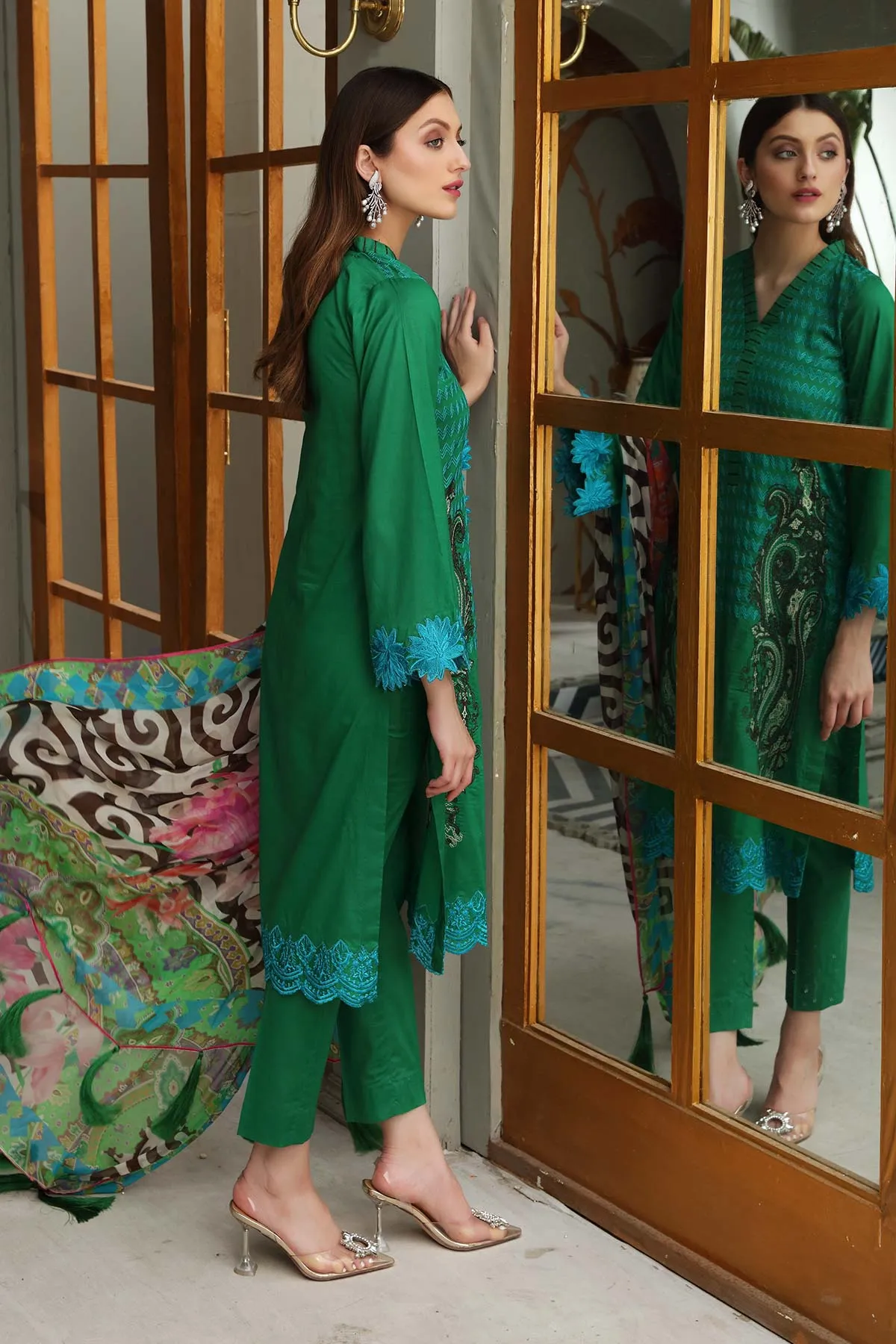 3-piece Unstitched Embroidered Brosha Lawn Suit - RM-18