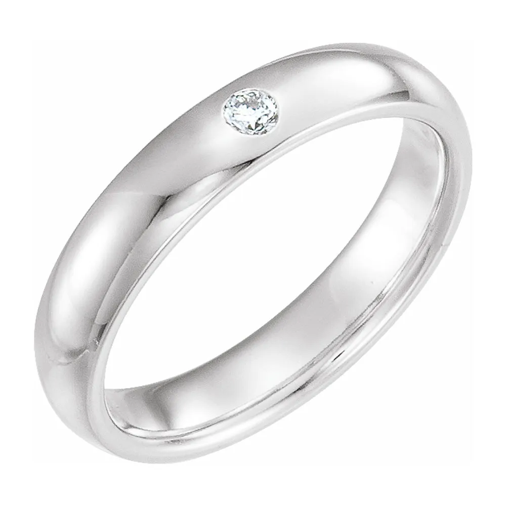 4mm 14k White Gold .06 CT Diamond Half Round Comfort Fit Band