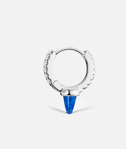 6.5mm Single Short Lapis Spike Diamond Eternity Hoop Earring