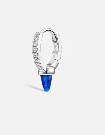 6.5mm Single Short Lapis Spike Diamond Eternity Hoop Earring