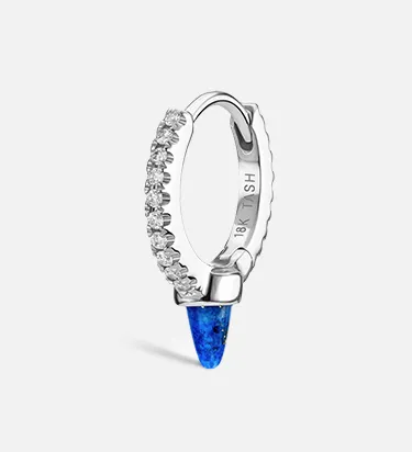 8mm Single Short Lapis Spike Diamond Eternity Hoop Earring