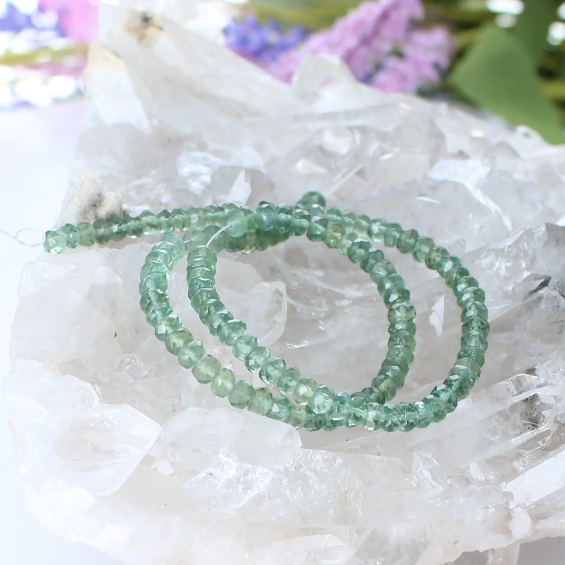 AAA Apatite Faceted Rondelle Beads Green 10 4.3mm