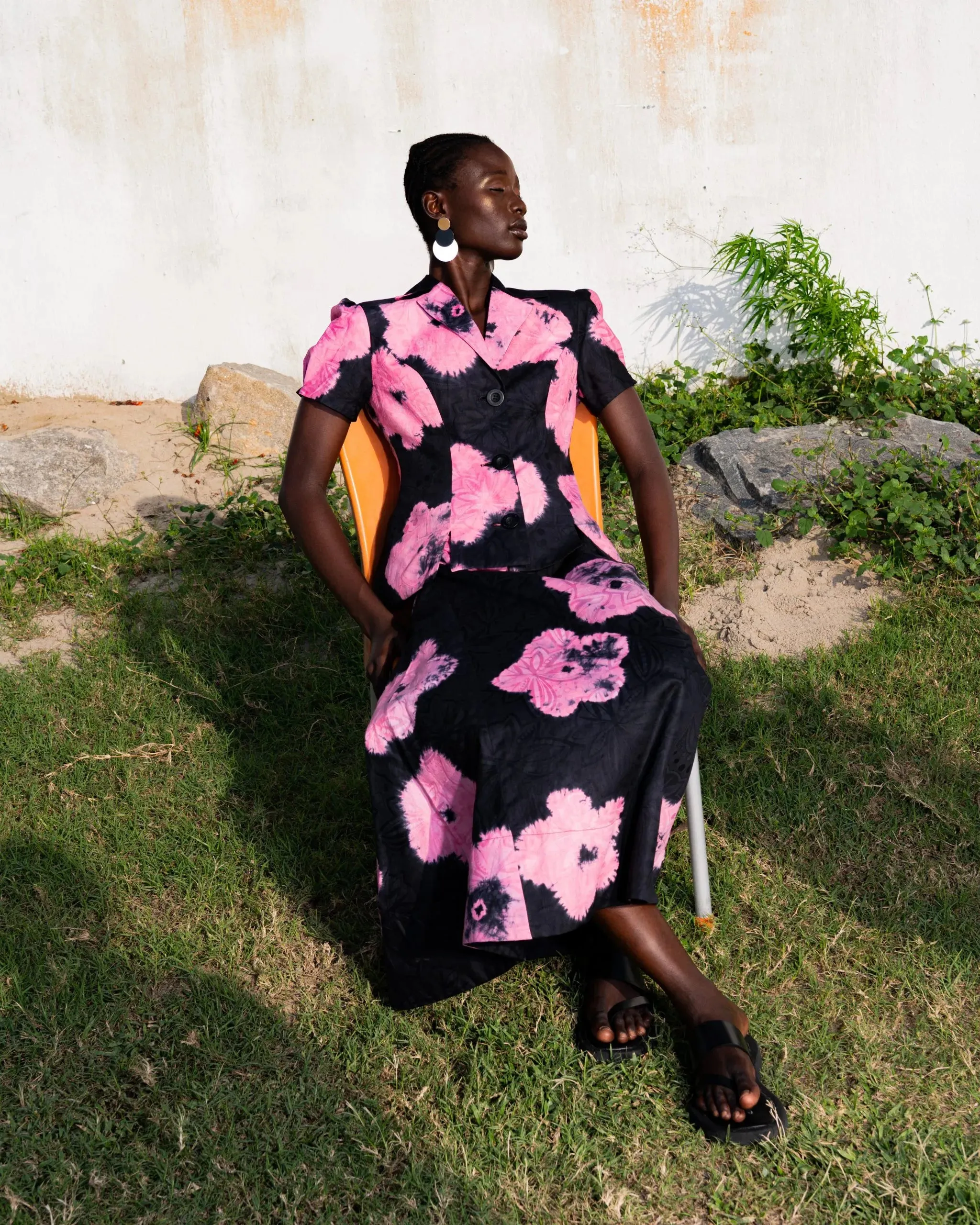 Abiola Olusola HAND-DYED FLORAL PRINT LOU SKIRT SUIT