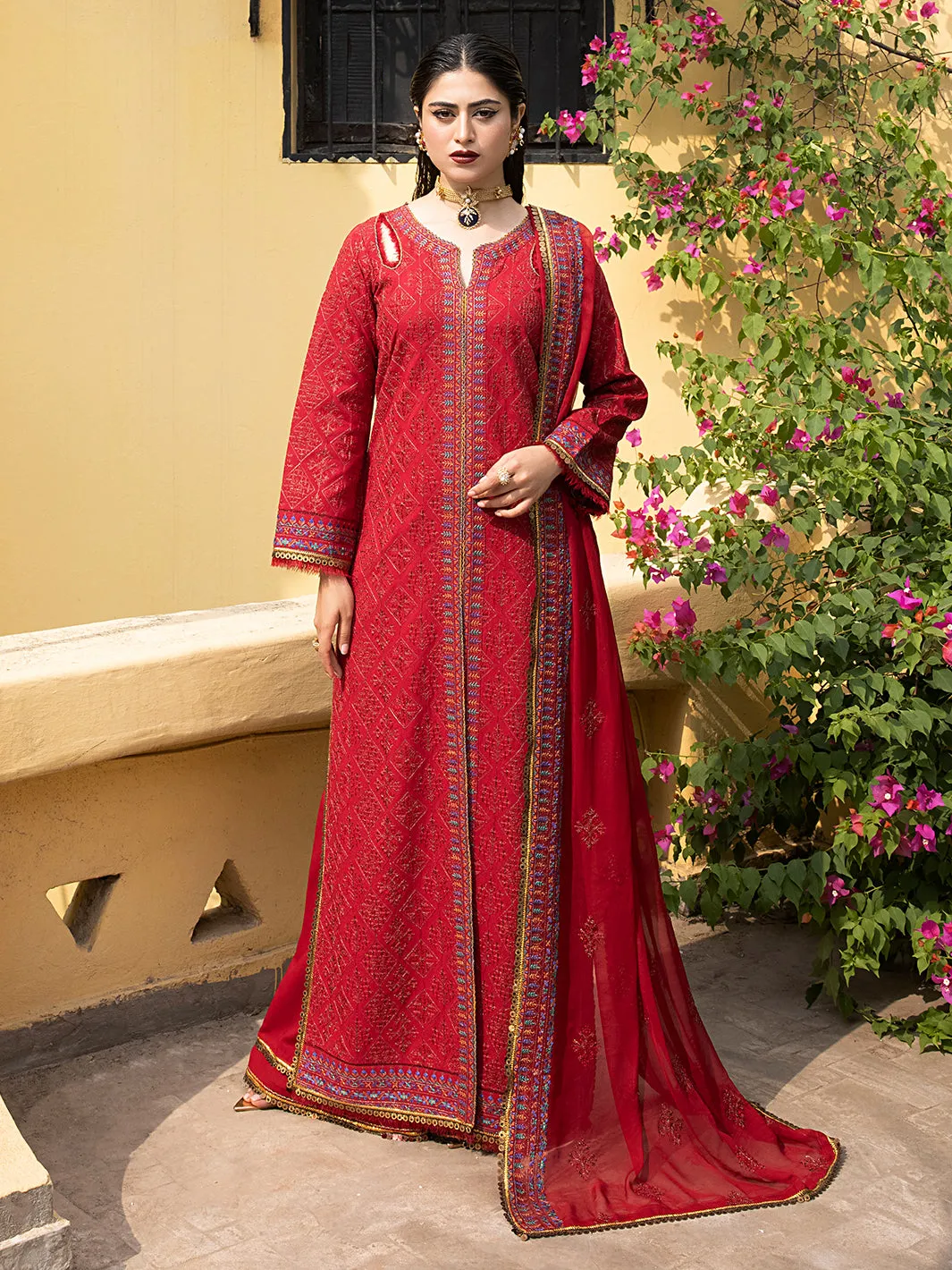 Afsaneh by Mahnur Embroidered Karandi Unstitched 3Pc Suit D-05 Rosalia