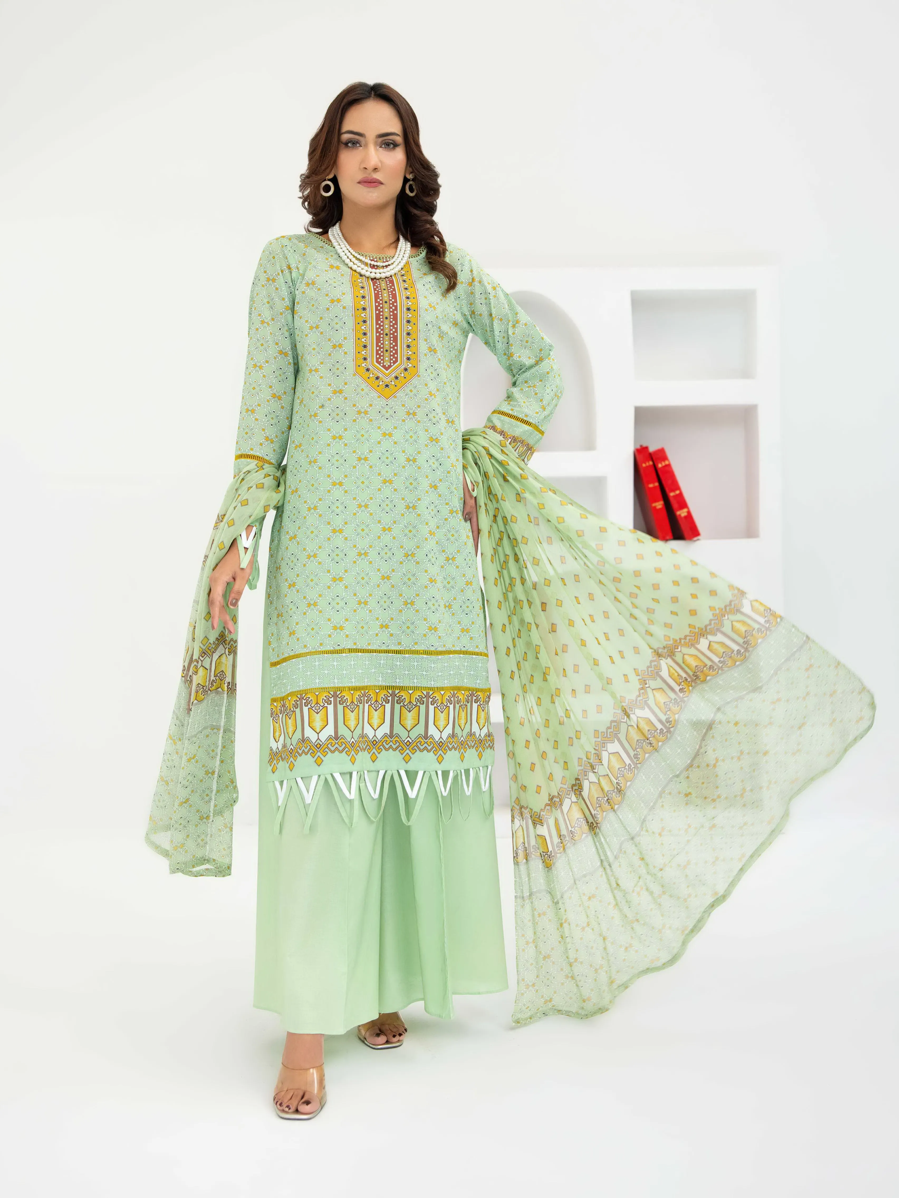 Al Kareem Gul-e-Lala Digital Printed Lawn Unstitched 3Pc Suit D-2566