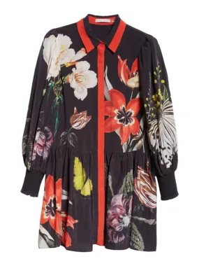 Alice & Olivia Bertha Bloused Sleeve Shirt Dress in Essential Floral