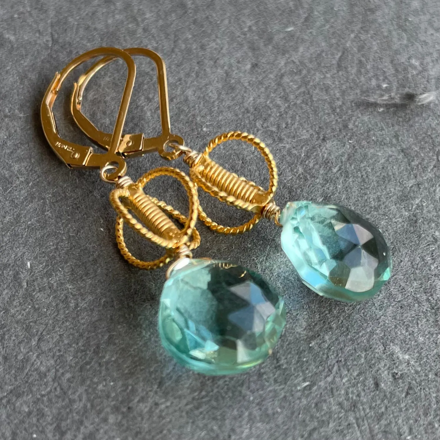 Aquamarine blue quartz Dangles