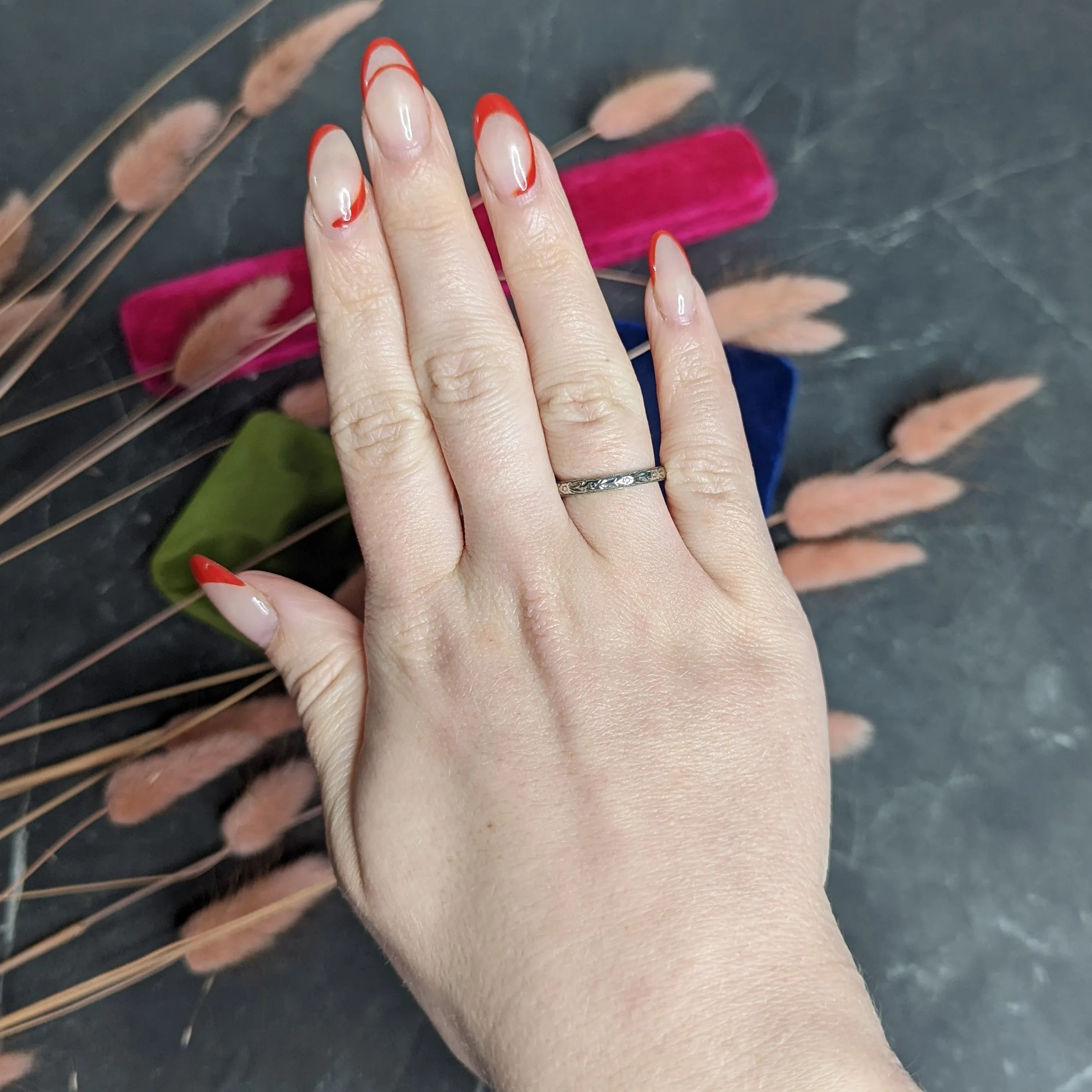 Art Deco 1930's 18 Karat White Gold Orange Blossom Band Ring