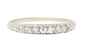 Art Deco Jabel Single Cut Diamond 18 Karat White Gold Wedding Band Ring