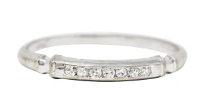 Art Deco Single Cut Diamond 14 Karat White Gold Band Ring