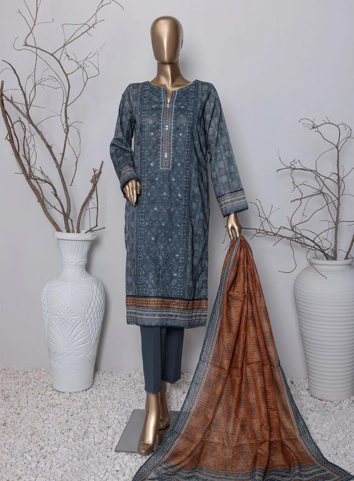 Asasa By HZ Textile Digital Embroidered Lawn 3 Piece Unstitched Suit HZ24AV4 AEL-70