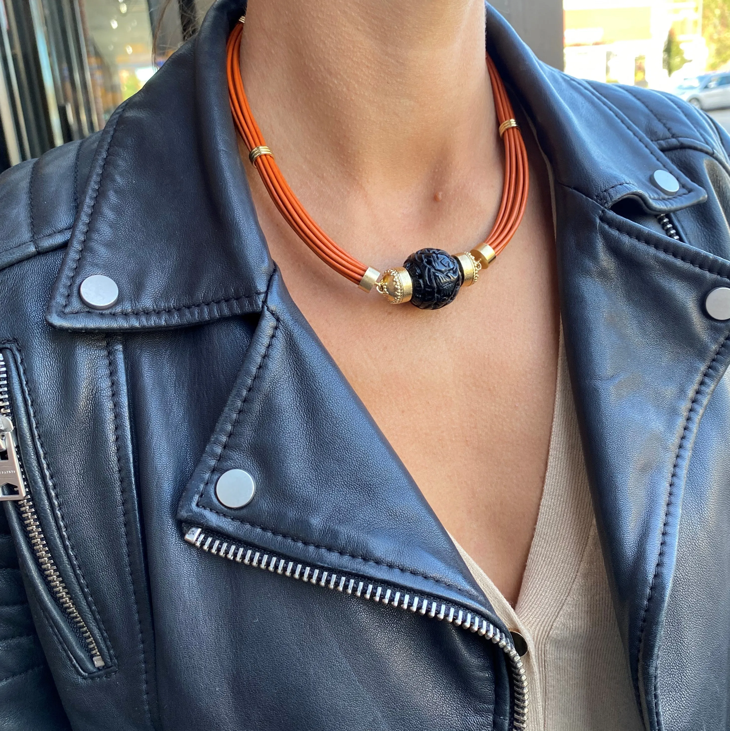 Aspen Leather Pumpkin Spice Necklace