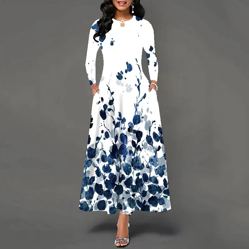 Autumn Winter Long Dress Women White Long Sleeve V-neck