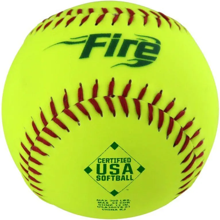 Baden USA Fire 11 52/300 Synthetic Slowpitch Softballs: USA300YS11