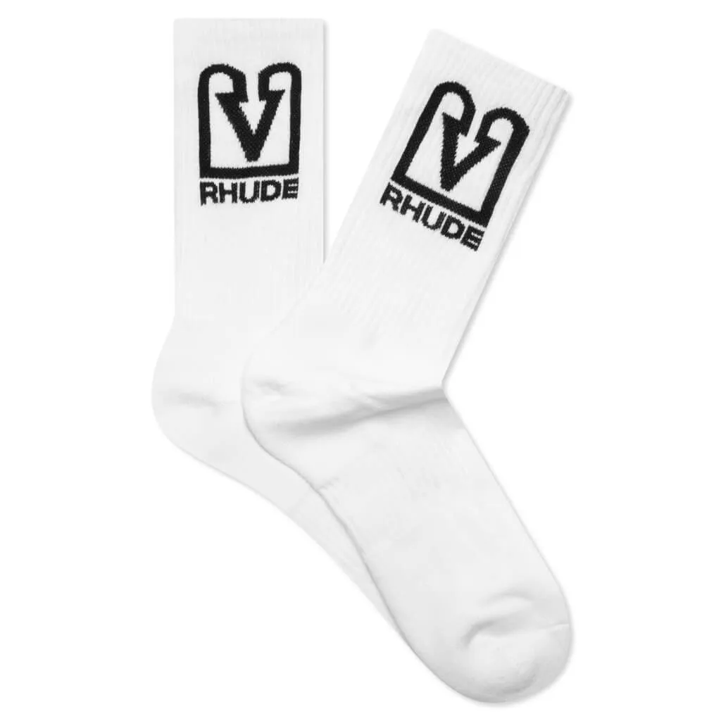 Bank Logo Sock - White/Black