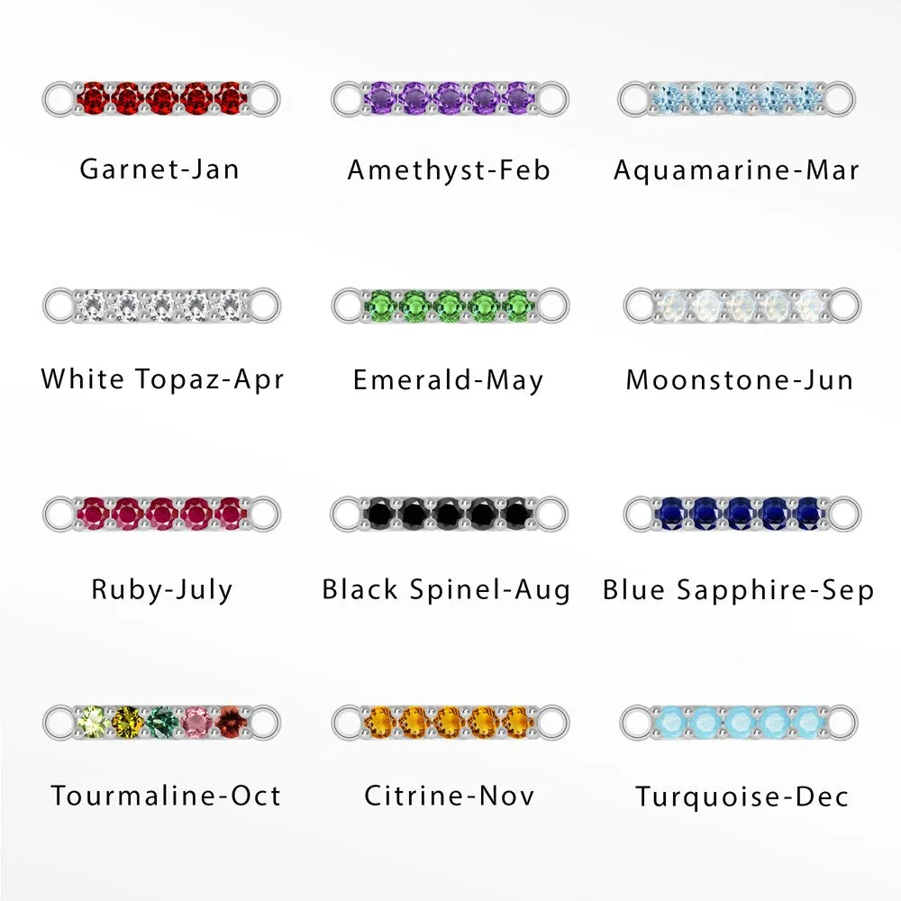 Bar Natural Gemstone 11.5mm 10K White Connectors Pack of 12 Birthstones for Permanent Jewelry