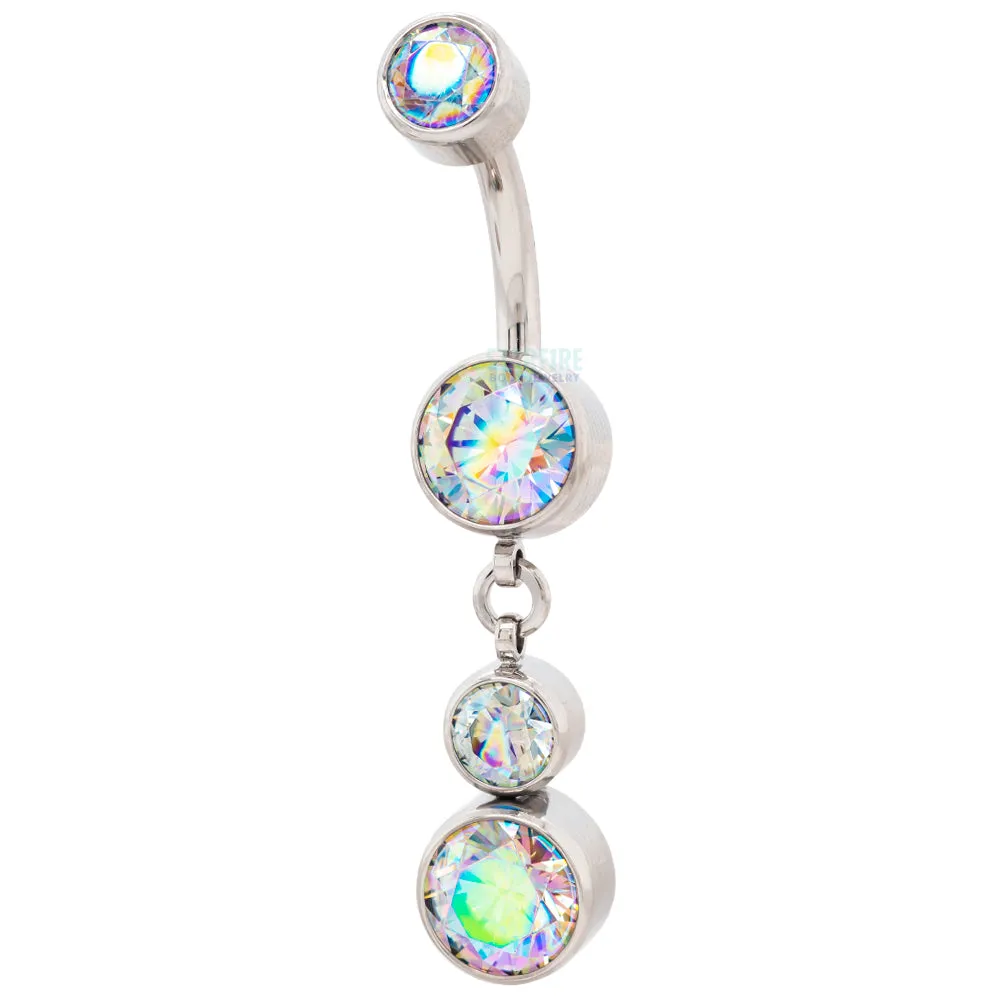 Bezel-Set Faceted Gem Navel Curve with Dangle #5