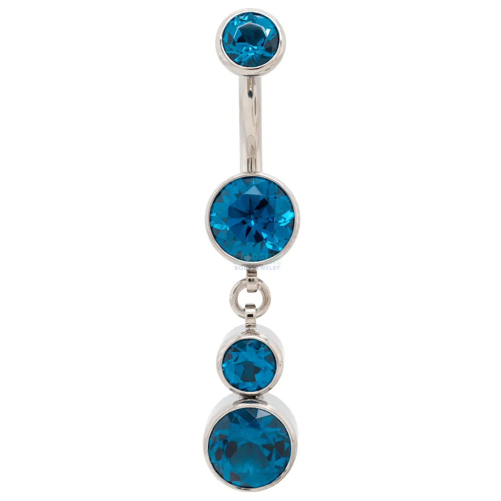 Bezel-Set Faceted Gem Navel Curve with Dangle #5