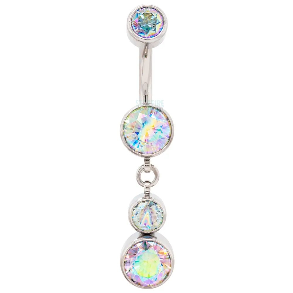 Bezel-Set Faceted Gem Navel Curve with Dangle #5