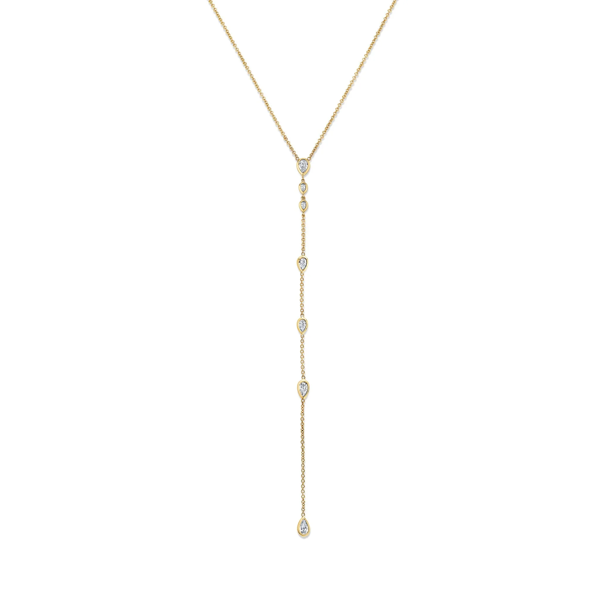 Bezel Set Water Drop Diamond Pear Lariat