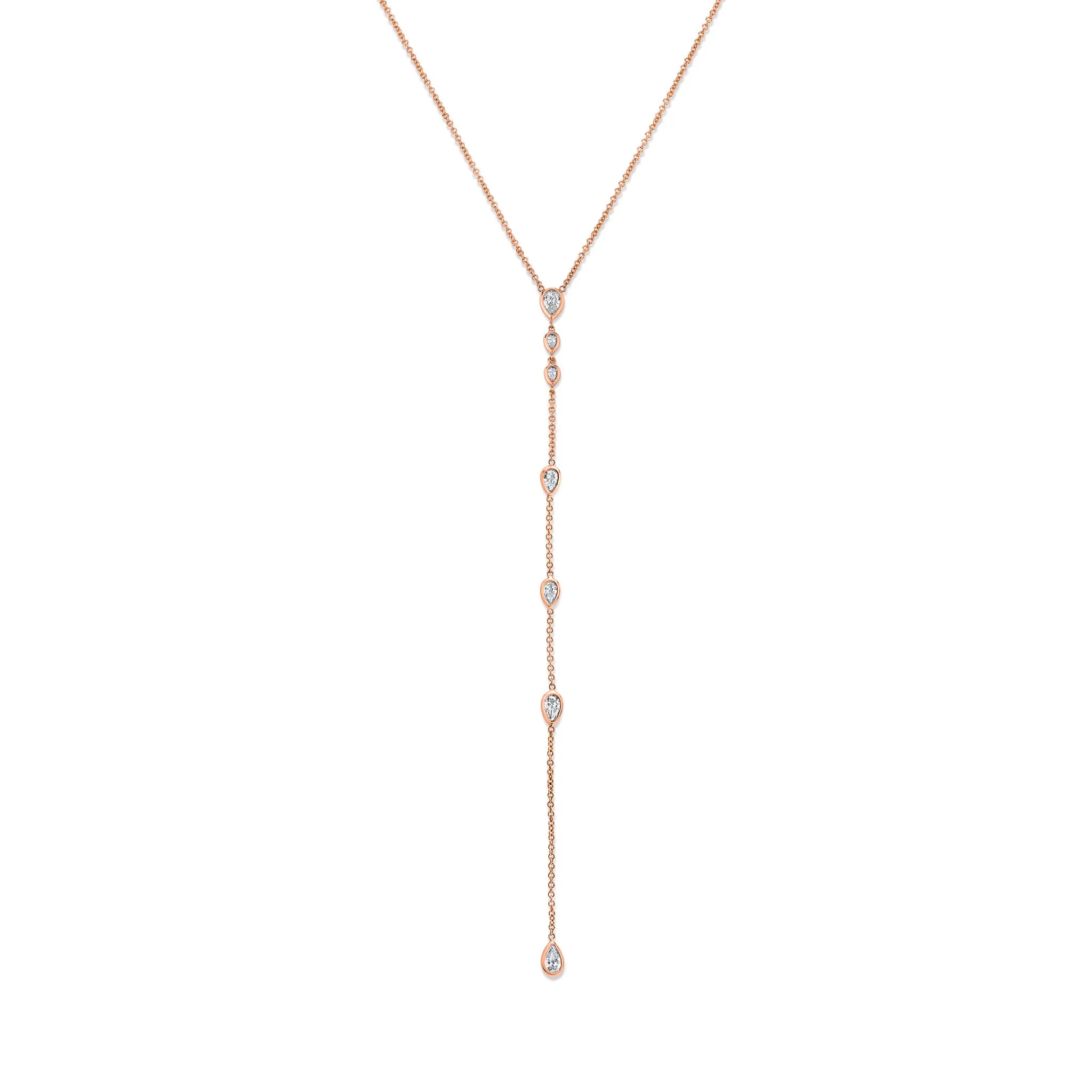 Bezel Set Water Drop Diamond Pear Lariat