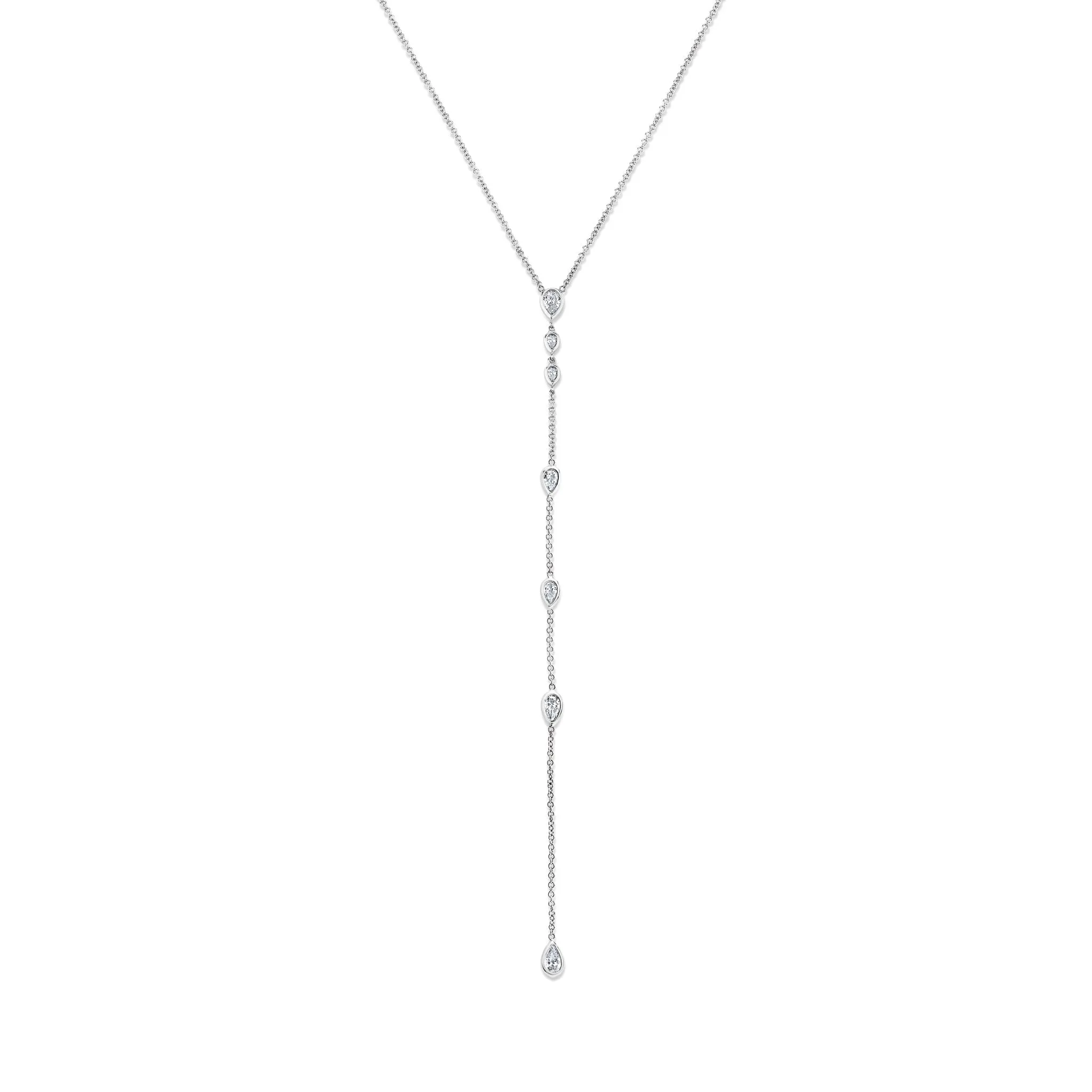 Bezel Set Water Drop Diamond Pear Lariat