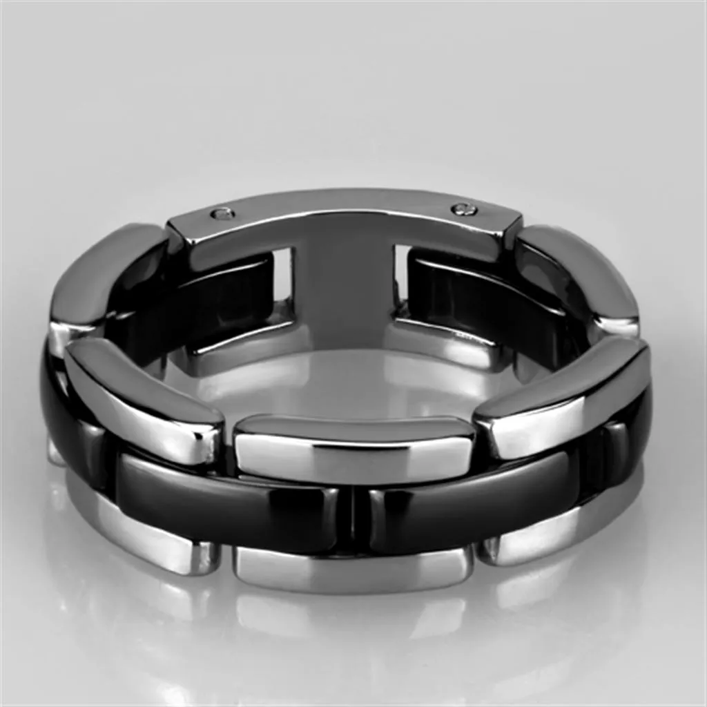 Black Ceramic Stainless Steel Ring