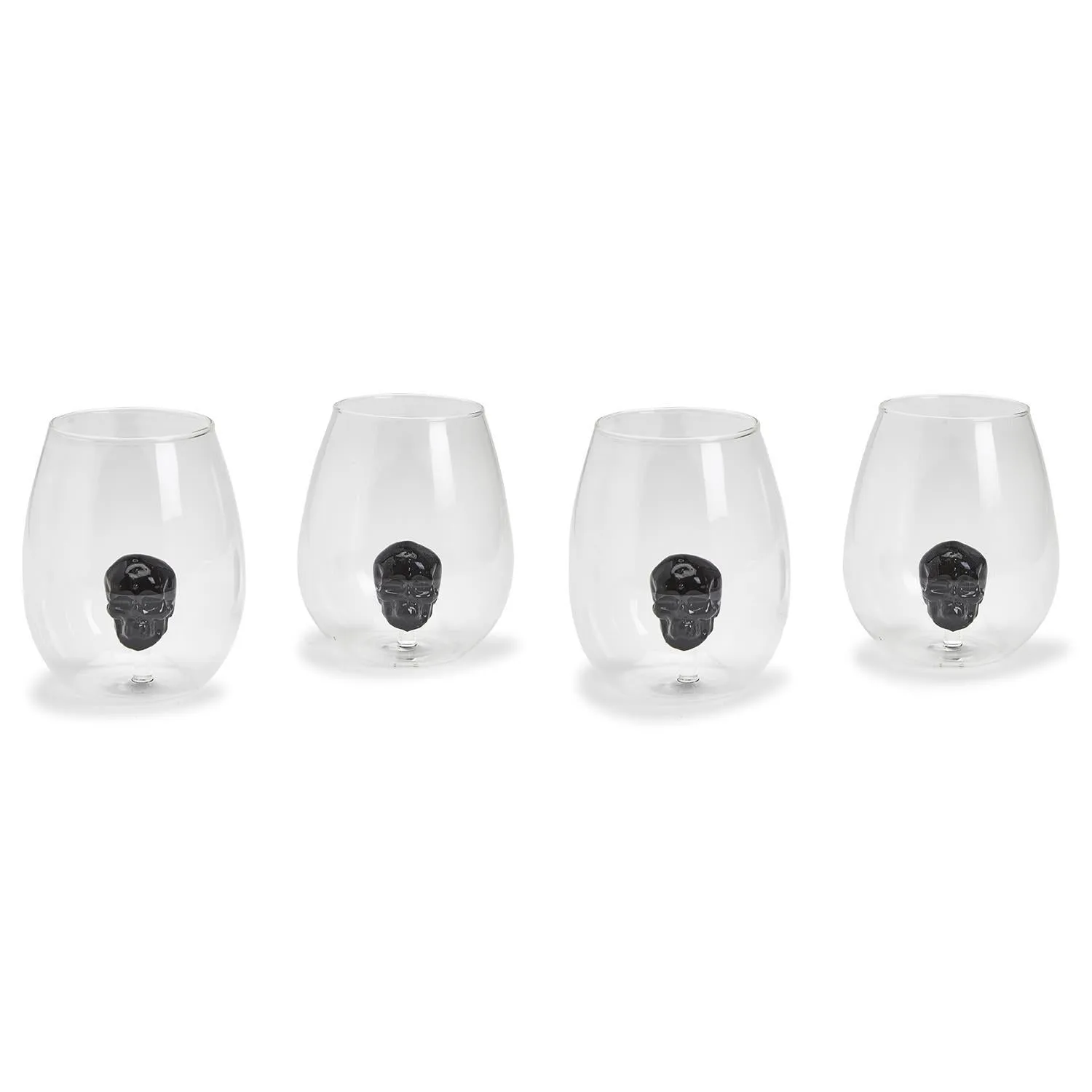 Black Skull Stemless Wineglass