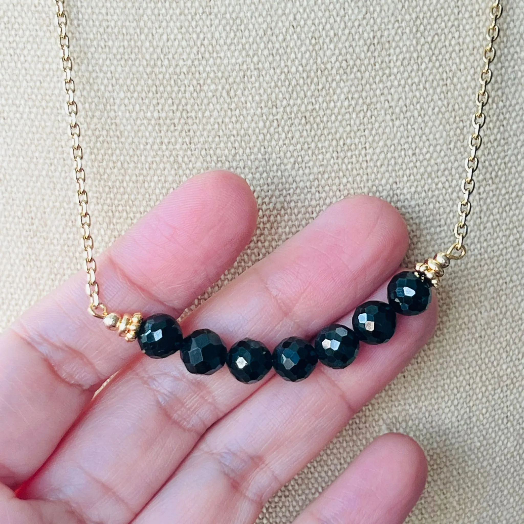 Black Spinel Moon Necklace