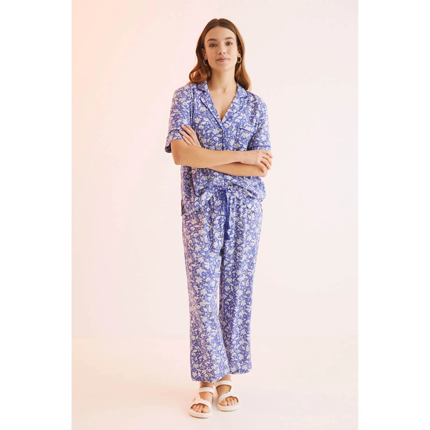 Blue Printed Classic Pyjamas - Blue