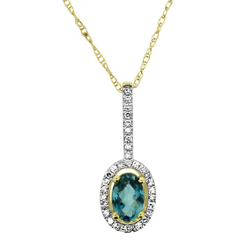 Blue Topaz and Diamond Pendant