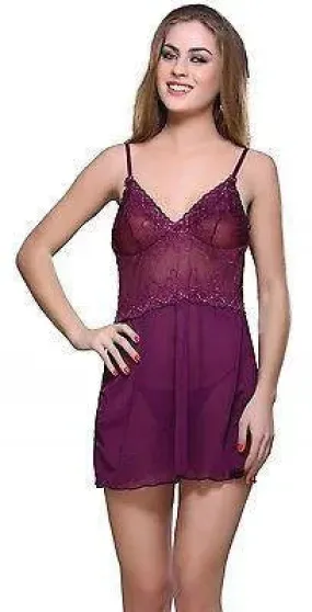 Bold Desire Babydoll Set Wine #515